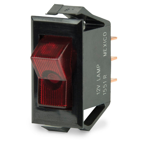 BEP Illuminated SPST Rocker Switch  Red LED  12V  OFFON 1001705